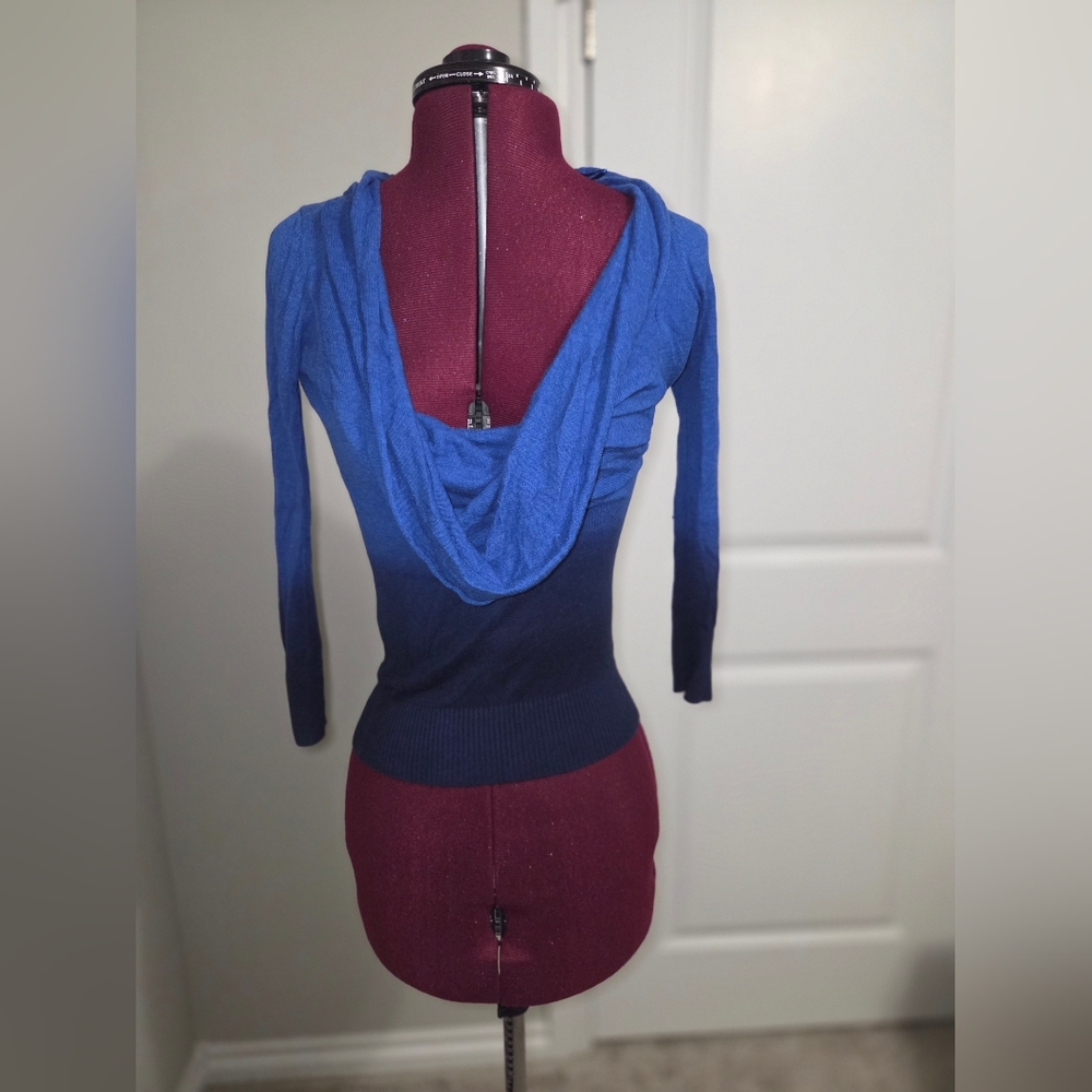 Deb Off-the-Shoulder Blue Sweater with Draped Neckline